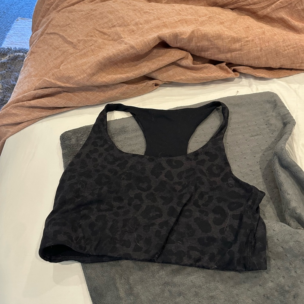 Black Leopard Print Sports Bra